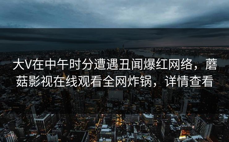 大V在中午时分遭遇丑闻爆红网络，蘑菇影视在线观看全网炸锅，详情查看