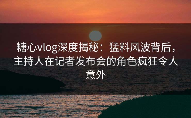 糖心vlog深度揭秘：猛料风波背后，主持人在记者发布会的角色疯狂令人意外
